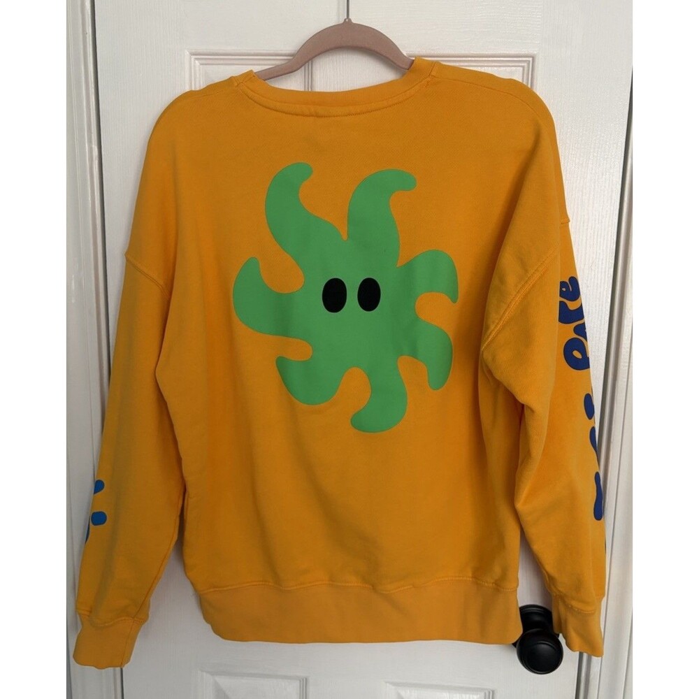 Zara Sweatshirt Studio Mess What Wow Pop Art Evil Eye Men's Small Yellow - Picture 3 of 14